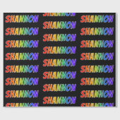 Rainbow Voornaam "SHANNON"; vun en kleurrijk Cadeaupapier (Vlak)