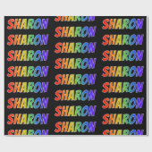 Rainbow Voornaam "SHARON"; vun & kleurrijk Cadeaupapier (Vlak)
