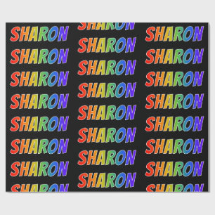 Rainbow Voornaam "SHARON"; vun & kleurrijk Cadeaupapier