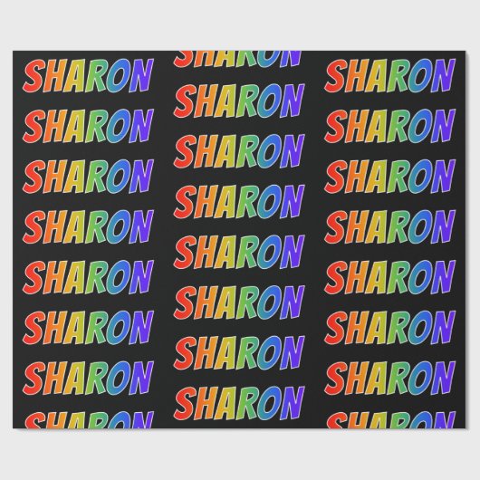 Rainbow Voornaam "SHARON"; vun & kleurrijk Cadeaupapier (Vlak)