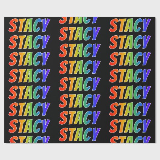 Rainbow Voornaam "STACY"; vun & kleurig Cadeaupapier (Vlak)