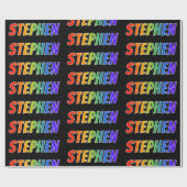 Rainbow Voornaam "STEPHEN"; vun & kleurrijk Cadeaupapier (Vlak)