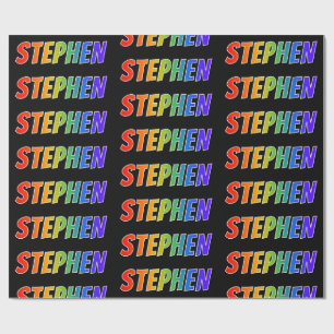 Rainbow Voornaam "STEPHEN"; vun & kleurrijk Cadeaupapier
