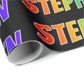 Rainbow Voornaam "STEPHEN"; vun & kleurrijk Cadeaupapier (Rol Hoek)