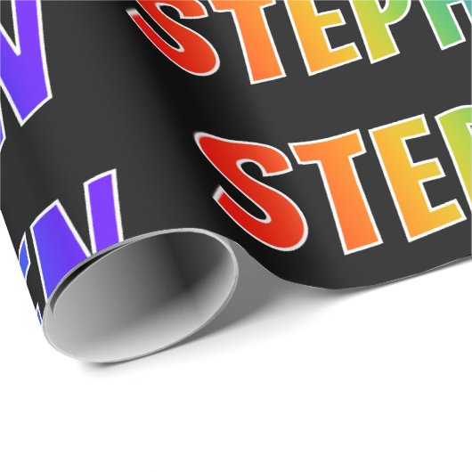 Rainbow Voornaam "STEPHEN"; vun & kleurrijk Cadeaupapier (Rol Hoek)