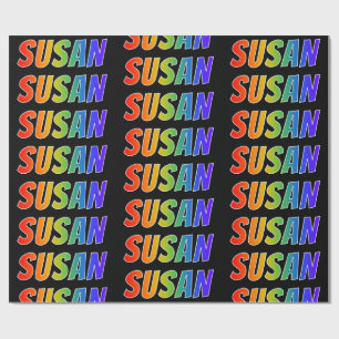 Rainbow Voornaam "SUSAN"; vun & kleurrijk Cadeaupapier