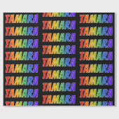 Rainbow Voornaam "TAMARA"; vun & kleurrijk Cadeaupapier (Vlak)
