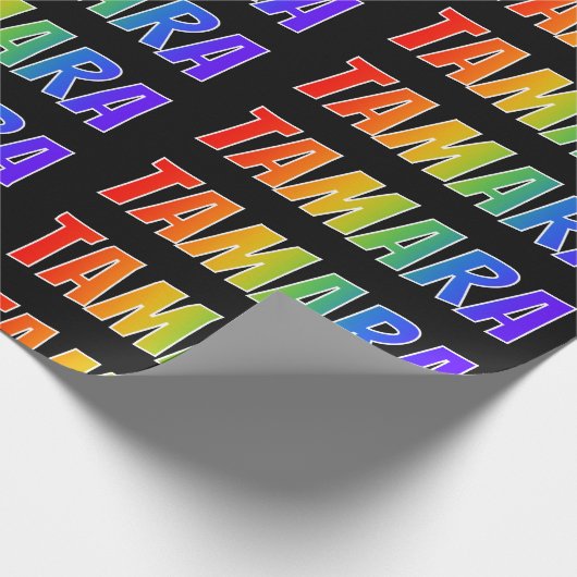 Rainbow Voornaam "TAMARA"; vun & kleurrijk Cadeaupapier (Hoek)