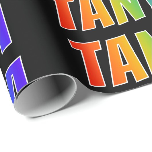 Rainbow Voornaam "TANYA"; vun en kleurrijk Cadeaupapier (Rol Hoek)
