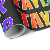 Rainbow Voornaam "TAYLOR"; vun en kleurrijk Cadeaupapier (Rol Hoek)