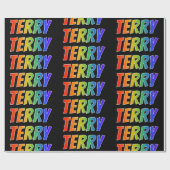 Rainbow Voornaam "TERRY"; vun & kleurrijk Cadeaupapier (Vlak)