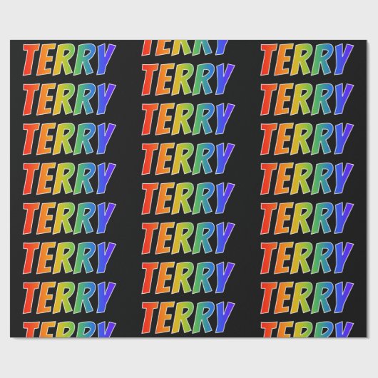 Rainbow Voornaam "TERRY"; vun & kleurrijk Cadeaupapier (Vlak)