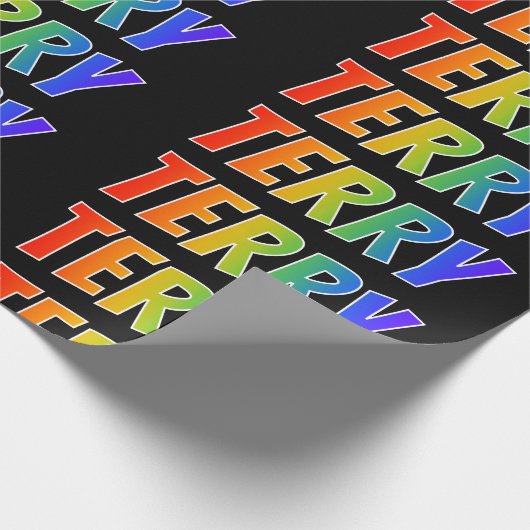 Rainbow Voornaam "TERRY"; vun & kleurrijk Cadeaupapier (Hoek)
