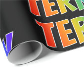 Rainbow Voornaam "TERRY"; vun & kleurrijk Cadeaupapier (Rol Hoek)