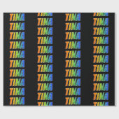 Rainbow Voornaam "TINA"; vun & kleurrijk Cadeaupapier (Vlak)