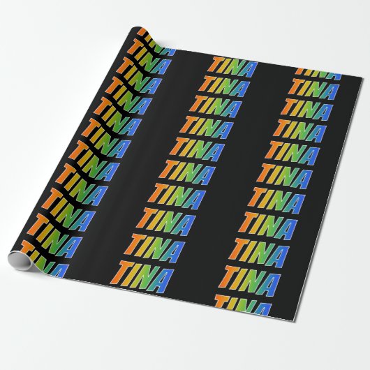 Rainbow Voornaam "TINA"; vun & kleurrijk Cadeaupapier (Uitgerold)