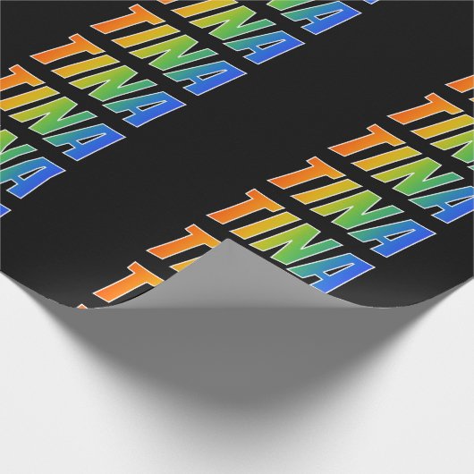 Rainbow Voornaam "TINA"; vun & kleurrijk Cadeaupapier (Hoek)