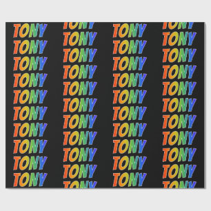Rainbow Voornaam "TONY"; vun & kleurrijk Cadeaupapier