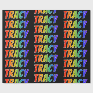 Rainbow Voornaam "TRACY"; vun & kleurig Cadeaupapier