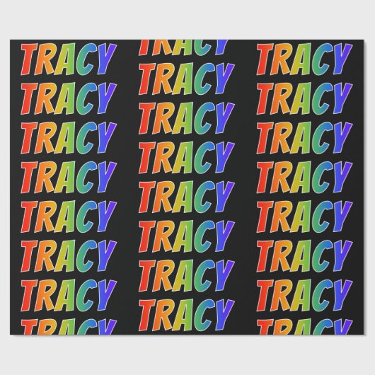 Rainbow Voornaam "TRACY"; vun & kleurig Cadeaupapier (Vlak)