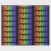 Rainbow Voornaam "TRAVIS"; vun en kleurrijk Cadeaupapier (Vlak)