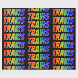 Rainbow Voornaam "TRAVIS"; vun en kleurrijk Cadeaupapier