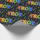 Rainbow Voornaam "TROY" + sterren Cadeaupapier (Hoek)