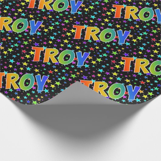 Rainbow Voornaam "TROY" + sterren Cadeaupapier (Hoek)