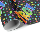 Rainbow Voornaam "TROY" + sterren Cadeaupapier (Rol Hoek)