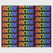 Rainbow Voornaam "VICTOR"; vun en kleurrijk Cadeaupapier (Vlak)