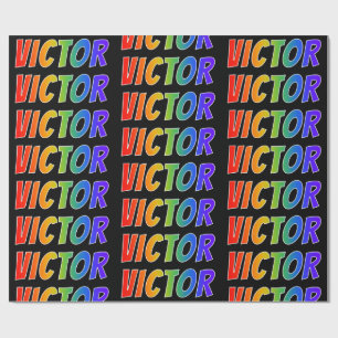 Rainbow Voornaam "VICTOR"; vun en kleurrijk Cadeaupapier