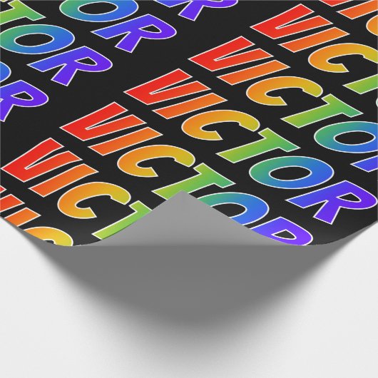 Rainbow Voornaam "VICTOR"; vun en kleurrijk Cadeaupapier (Hoek)