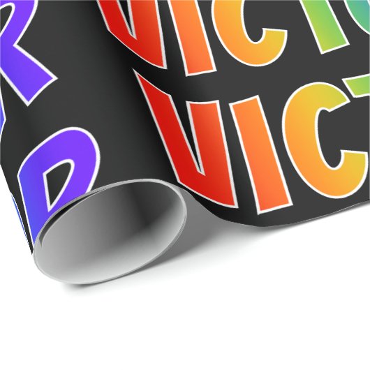 Rainbow Voornaam "VICTOR"; vun en kleurrijk Cadeaupapier (Rol Hoek)