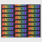 Rainbow Voornaam "WALTER"; vun & kleurrijk Cadeaupapier (Vlak)