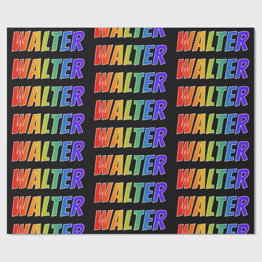 Rainbow Voornaam "WALTER"; vun & kleurrijk Cadeaupapier (Vlak)