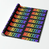 Rainbow Voornaam "WALTER"; vun & kleurrijk Cadeaupapier (Uitgerold)