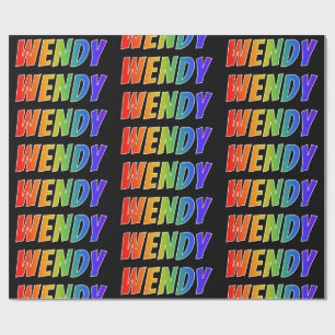 Rainbow Voornaam "WENDY"; vun & kleurrijk Cadeaupapier