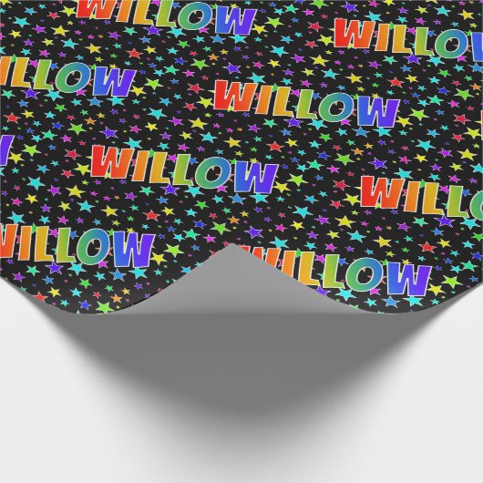 Rainbow Voornaam "WILLOW" + sterren Cadeaupapier (Hoek)