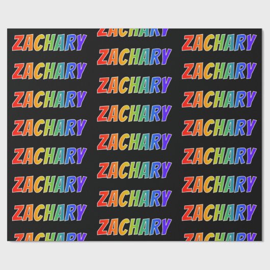 Rainbow Voornaam "ZACHARY"; Fun & Colorful Cadeaupapier (Vlak)