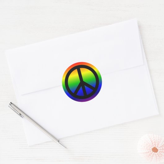 Rainbow-vredessymbool Ronde Sticker (Envelop)
