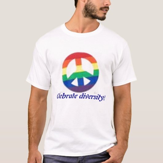 Rainbow-vredesteken, gevierde diversiteit! t-shirt (Voorkant)
