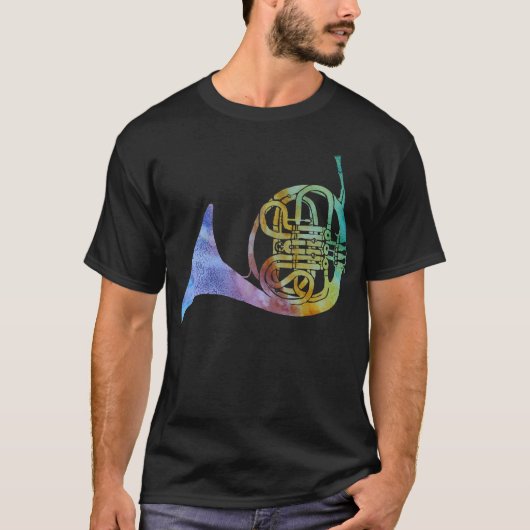 Rainbow Wash French Horn T-shirt (Voorkant)