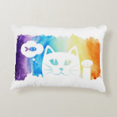 Rainbow Water Color Dream Cat Accent Kussen (Achterkant)