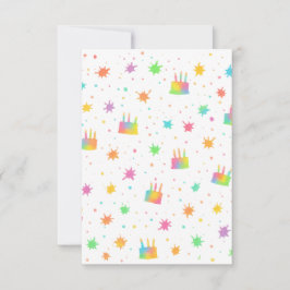 Rainbow Watercolor Birthday Cake Colorful Paint Kaart