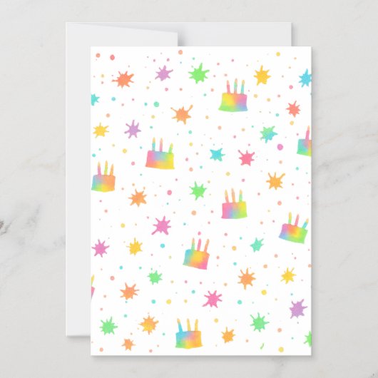 Rainbow Watercolor Birthday Cake Colorful Paint Magnetische Uitnodiging (Voorkant)