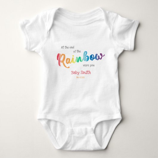 Rainbow watercolor custom due date and name romper (Voorkant)