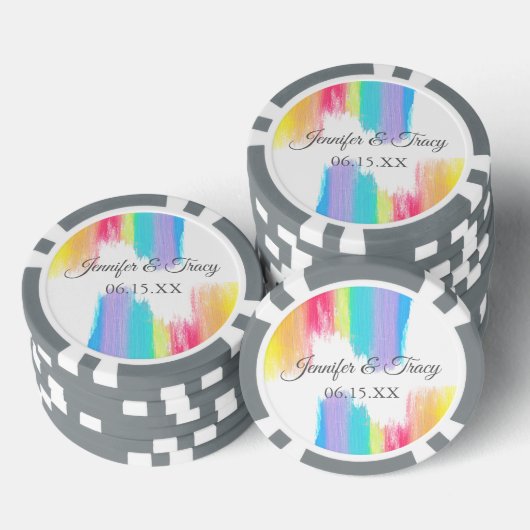 Rainbow Watercolor Elegant Modern Custom Wedding Poker Chips (Opstapeling)