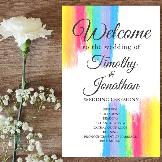 Rainbow Watercolor Elegant Summer Wedding Program