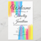 Rainbow Watercolor Elegant Summer Wedding Program (Voorkant)