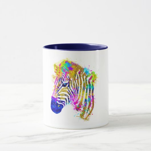 Rainbow Watercolor Paint Splatter Zebra Graphic Mok (Midden)